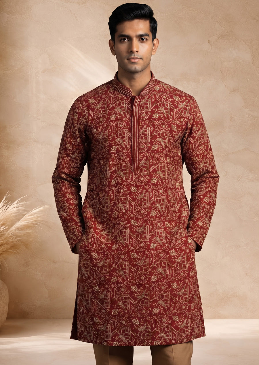 MLS EMBROIDERED KURTA PAJAMA 2PCS