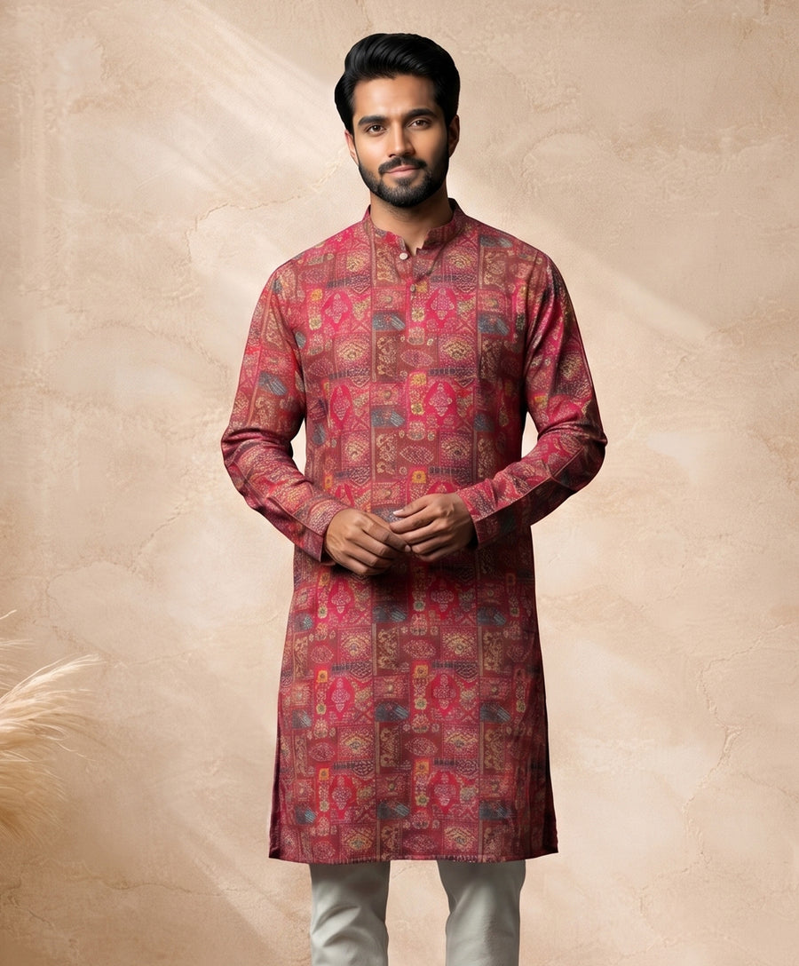 MLS PRINTED KURTA PAJAMA 2PCS