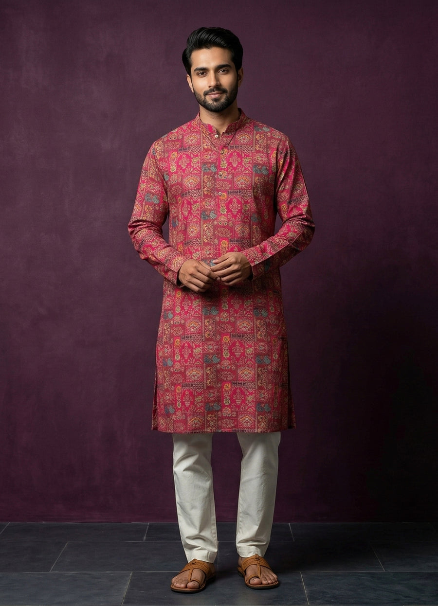 MLS PRINTED KURTA PAJAMA 2PCS