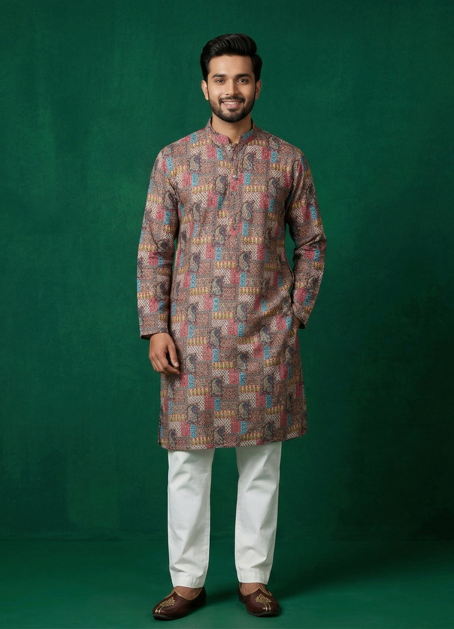 MLS PRINTED KURTA PAJAMA 2PCS