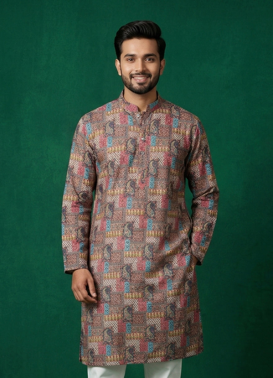 MLS PRINTED KURTA PAJAMA 2PCS