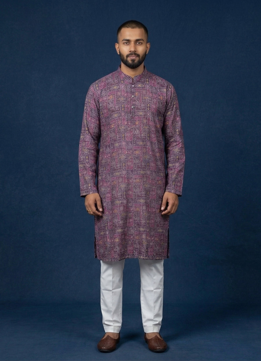 MLS PRINTED KURTA PAJAMA 2PCS