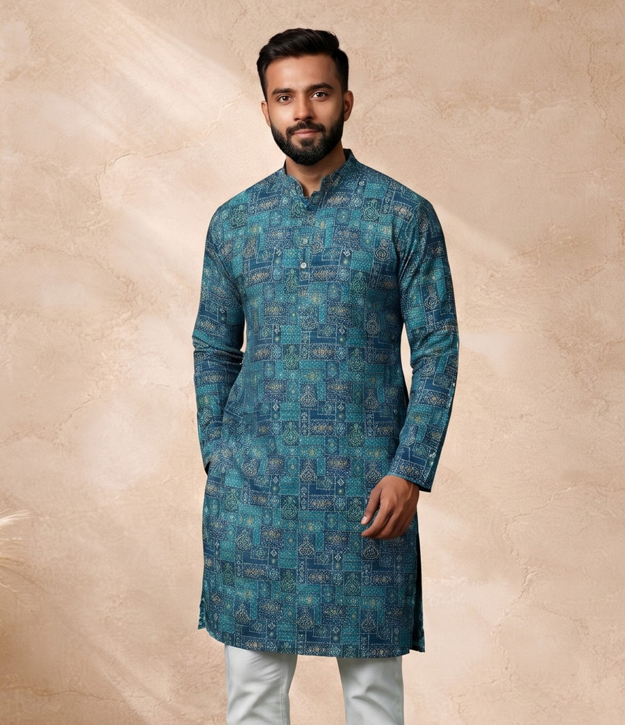MLS PRINTED KURTA PAJAMA 2PCS