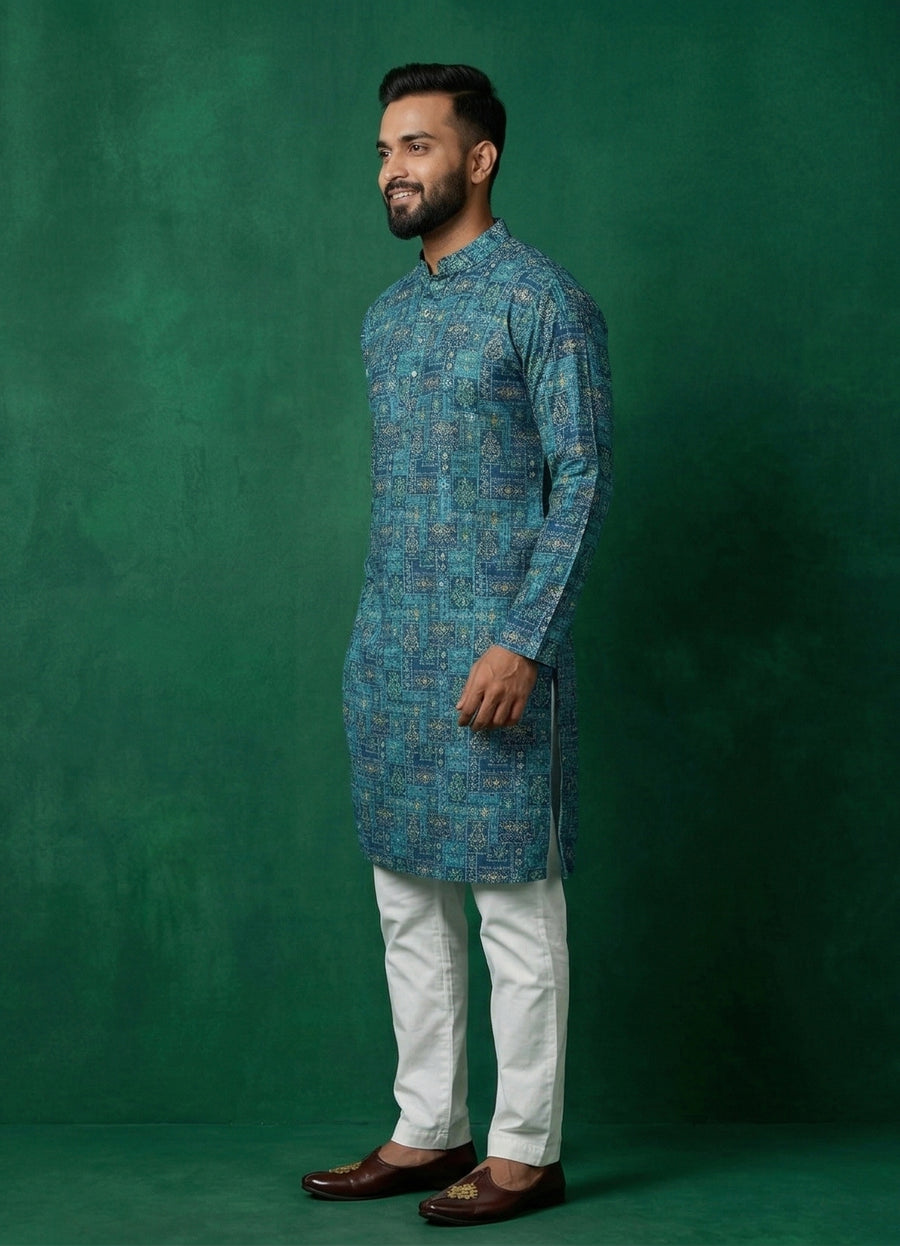 MLS PRINTED KURTA PAJAMA 2PCS