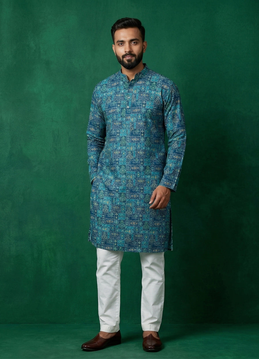 MLS PRINTED KURTA PAJAMA 2PCS