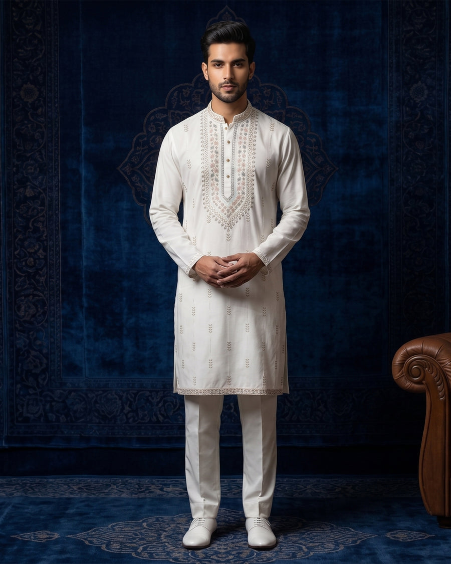 MLS EMBROIDERED KURTA PAJAMA