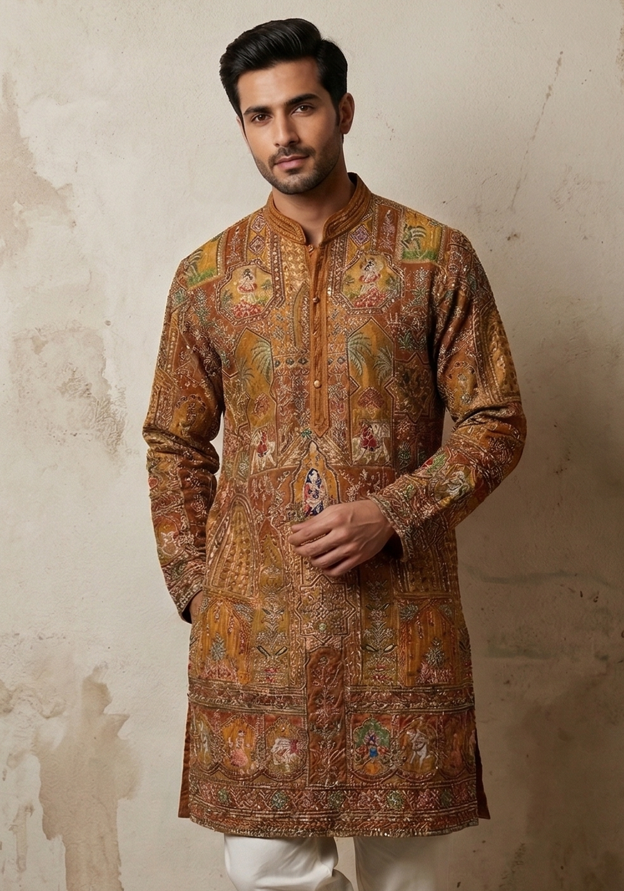 MLS EMBROIDERED KURTA PAJAMA