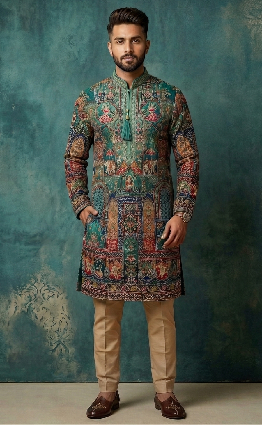 MLS EMBROIDERED KURTA PAJAMA