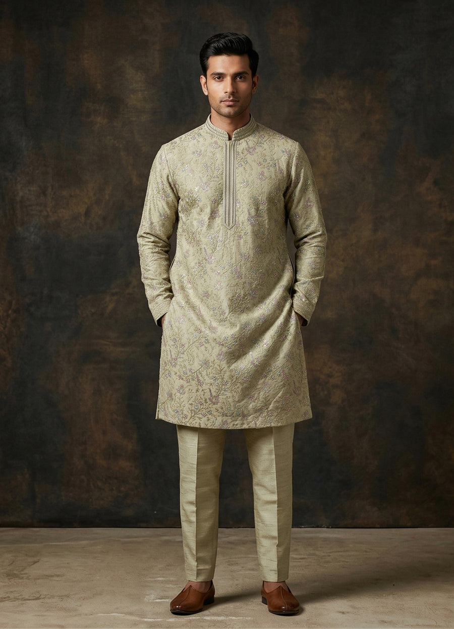 MLS EMBROIDERED KURTA PAJAMA