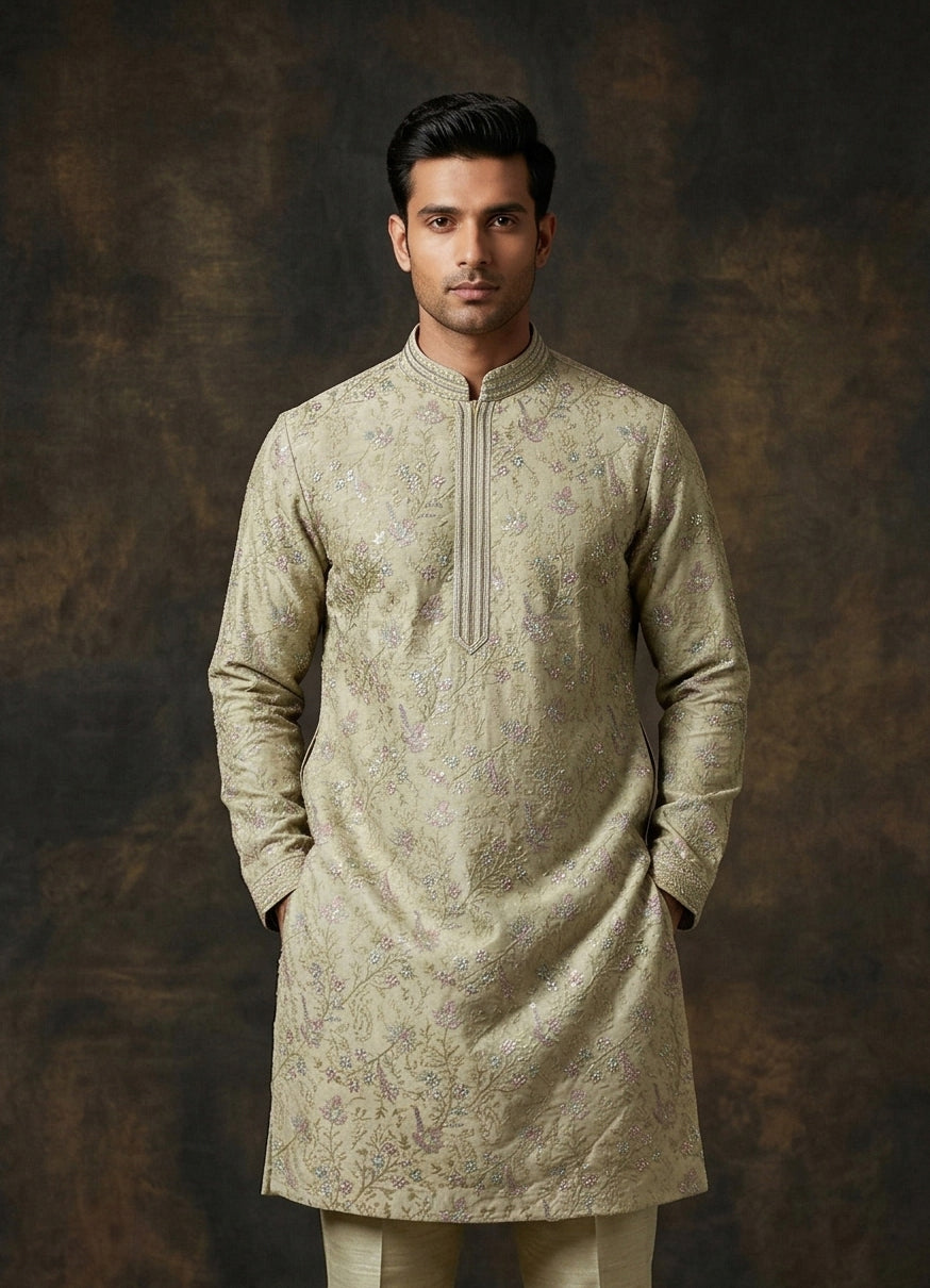 MLS EMBROIDERED KURTA PAJAMA