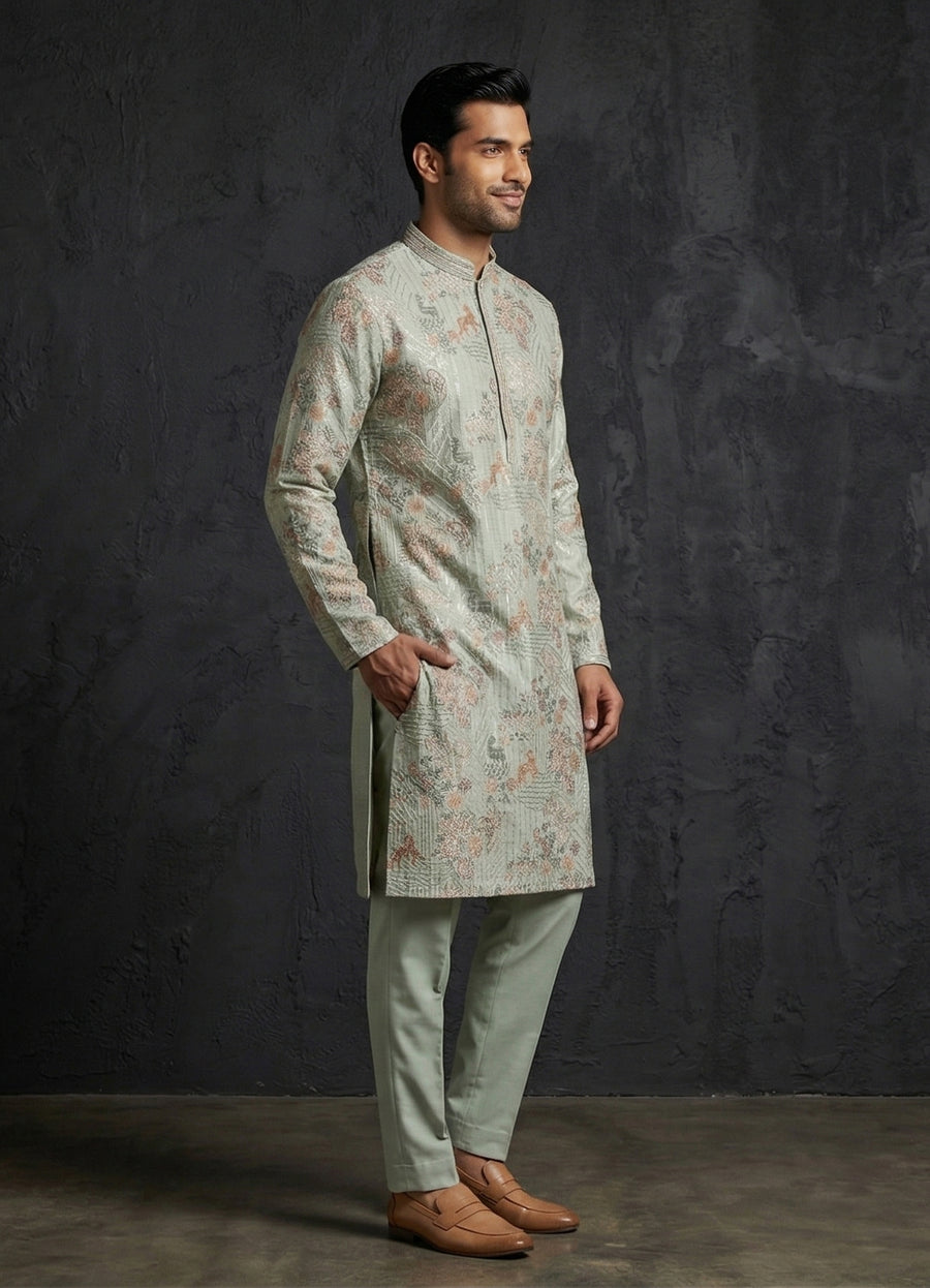 MLS EMBROIDERED KURTA PAJAMA 2PCS