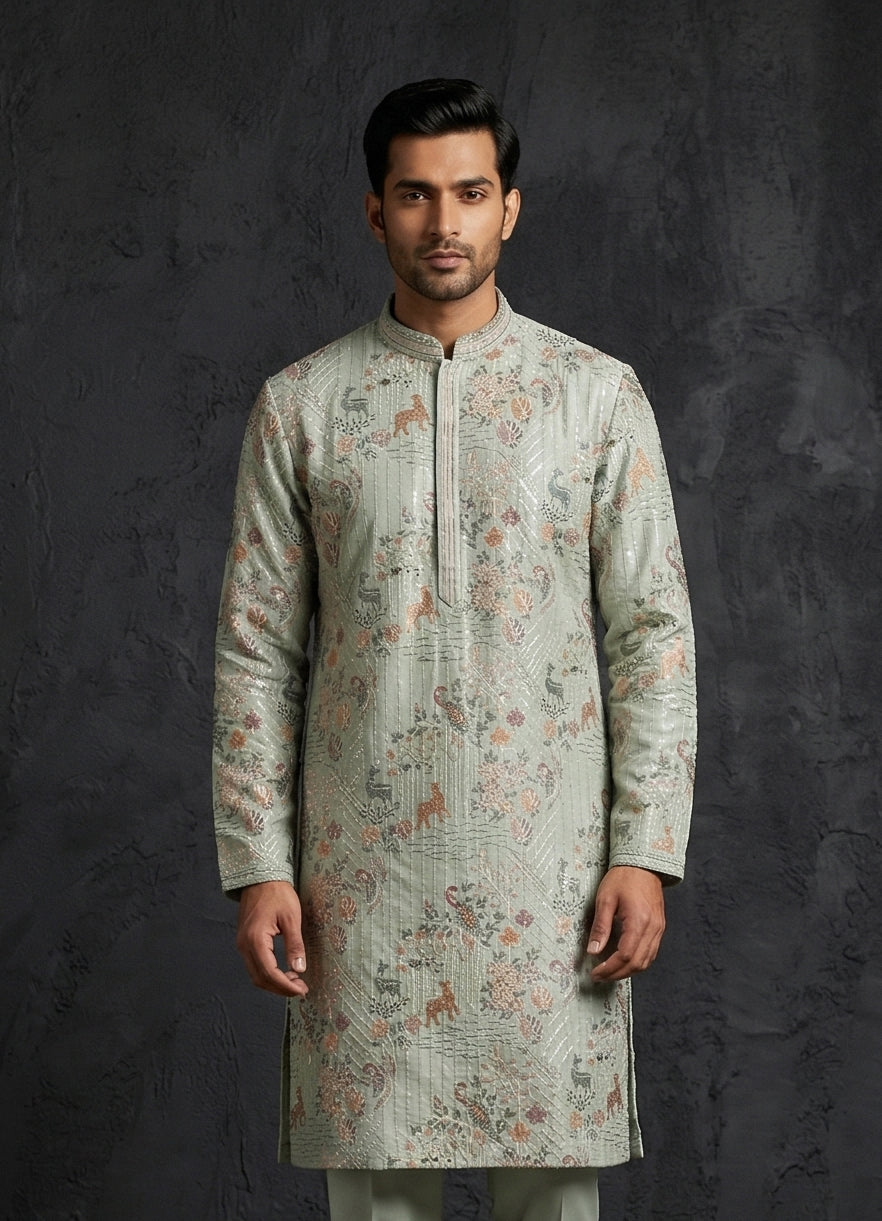 MLS EMBROIDERED KURTA PAJAMA 2PCS