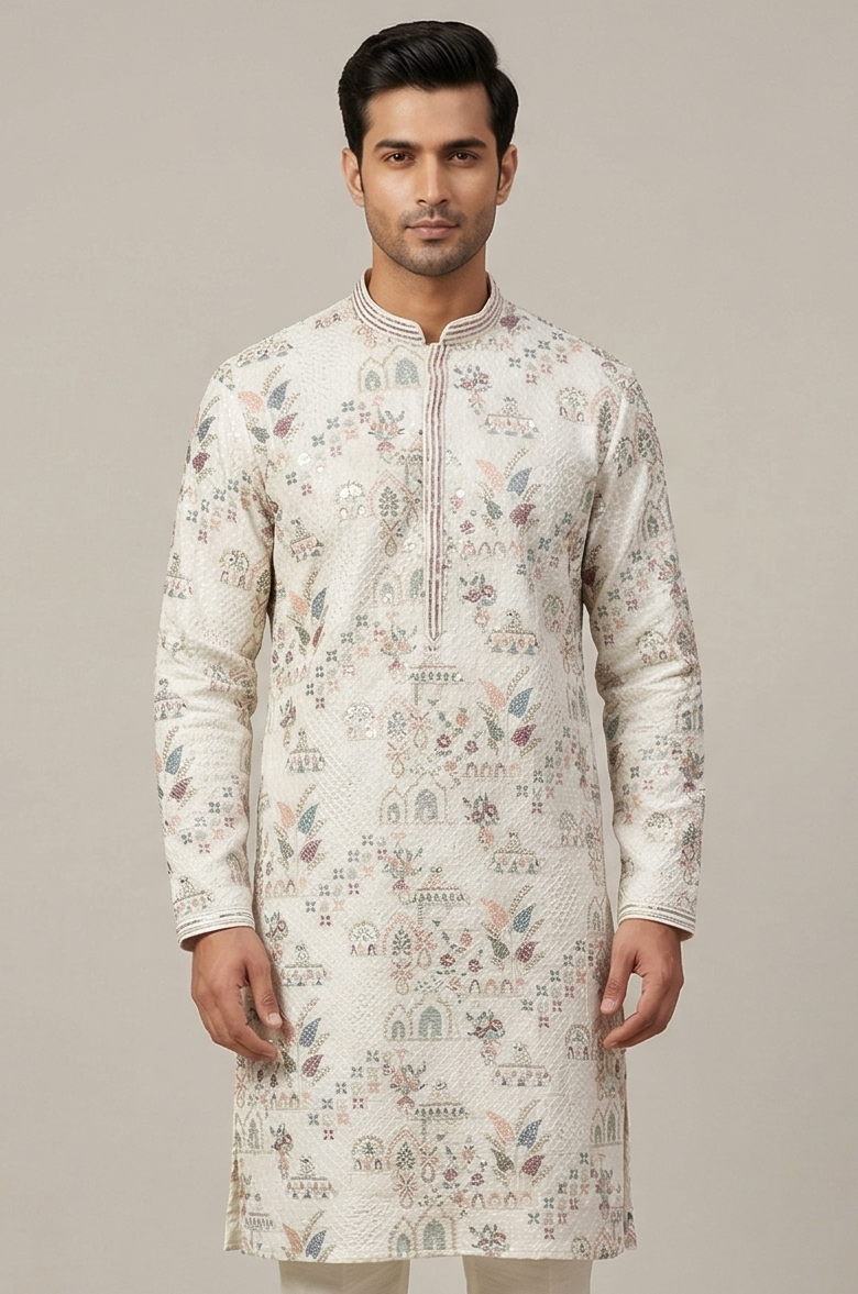 MLS EMBROIDERED KURTA PAJAMA