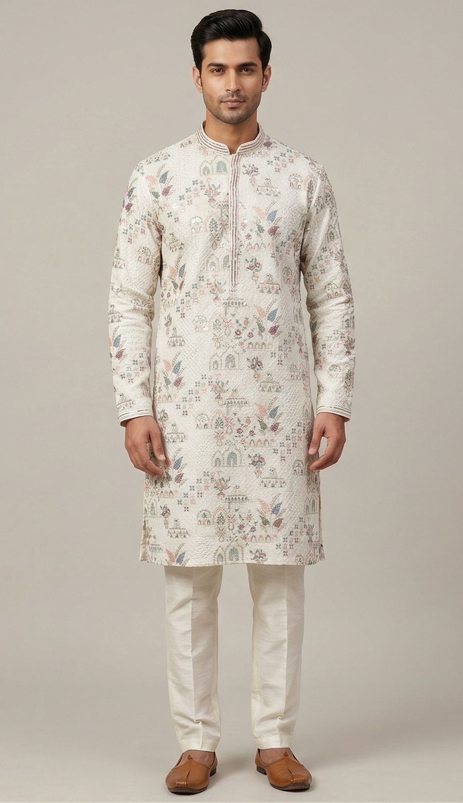 MLS EMBROIDERED KURTA PAJAMA