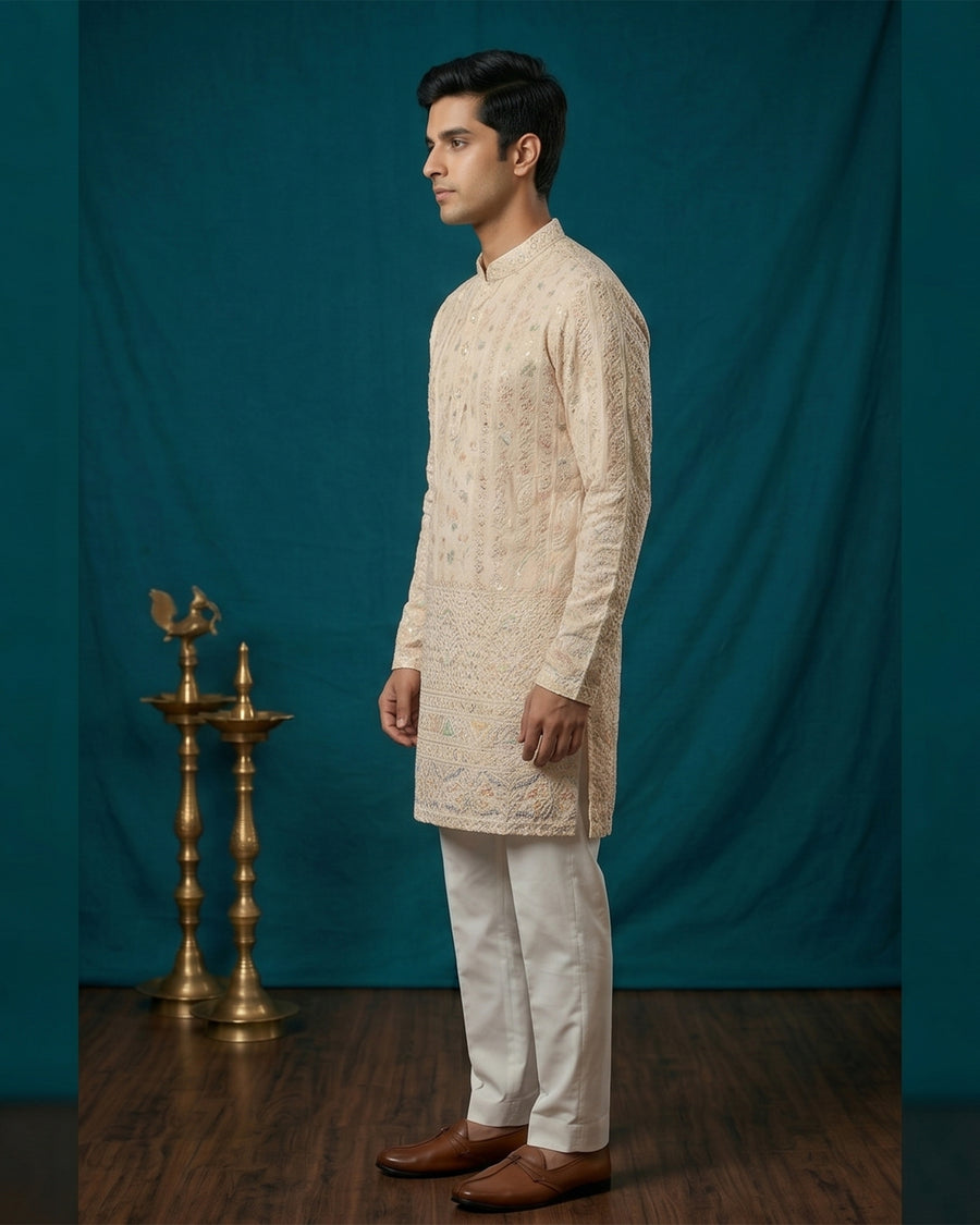 MLS EMBROIDERED KURTA PAJAMA