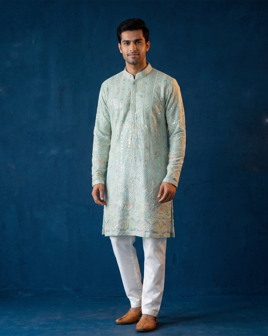 MLS EMBROIDERED KURTA PAJAMA