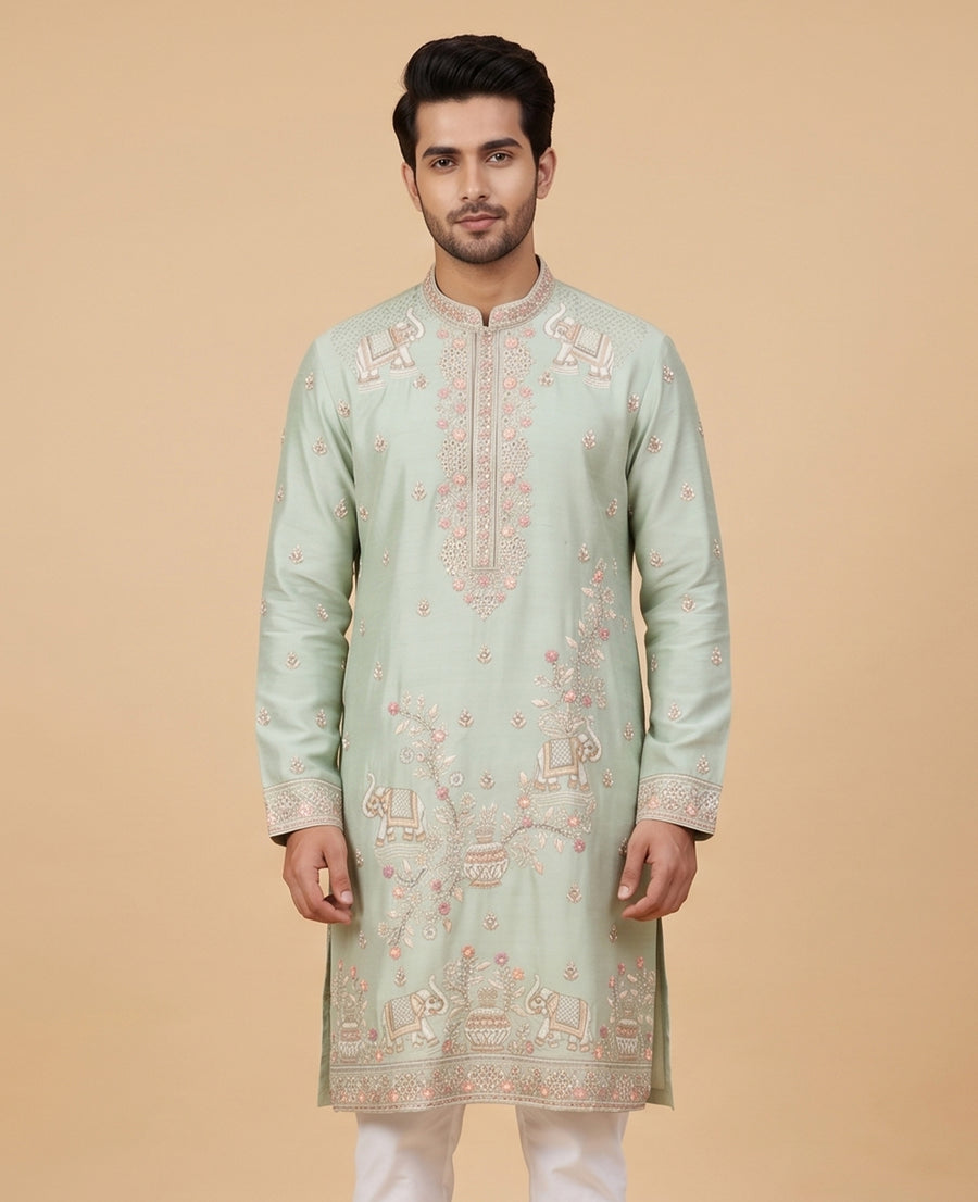 MLS EMBROIDERED KURTA PAJAMA