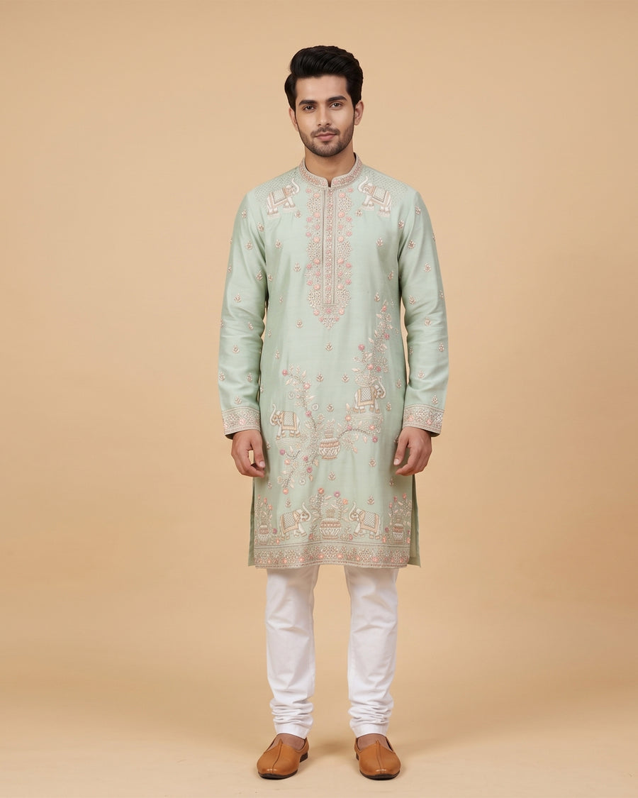 MLS EMBROIDERED KURTA PAJAMA