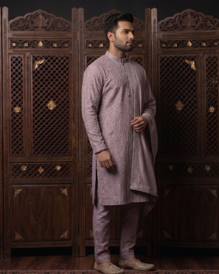 MLS EMBROIDERED KURTA PAJAMA 2PCS