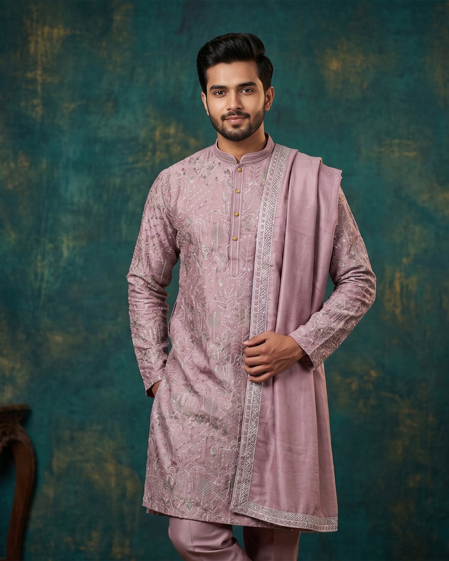 MLS EMBROIDERED KURTA PAJAMA 2PCS