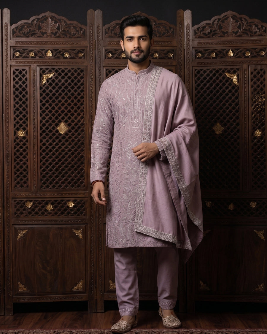 MLS EMBROIDERED KURTA PAJAMA 2PCS