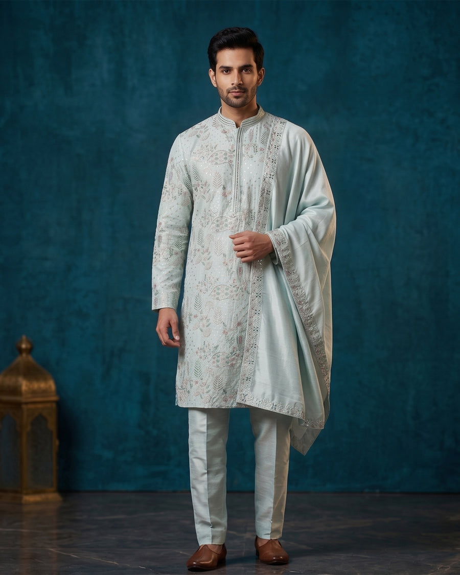 MLS EMBROIDERED KURTA PAJAMA 2PCS