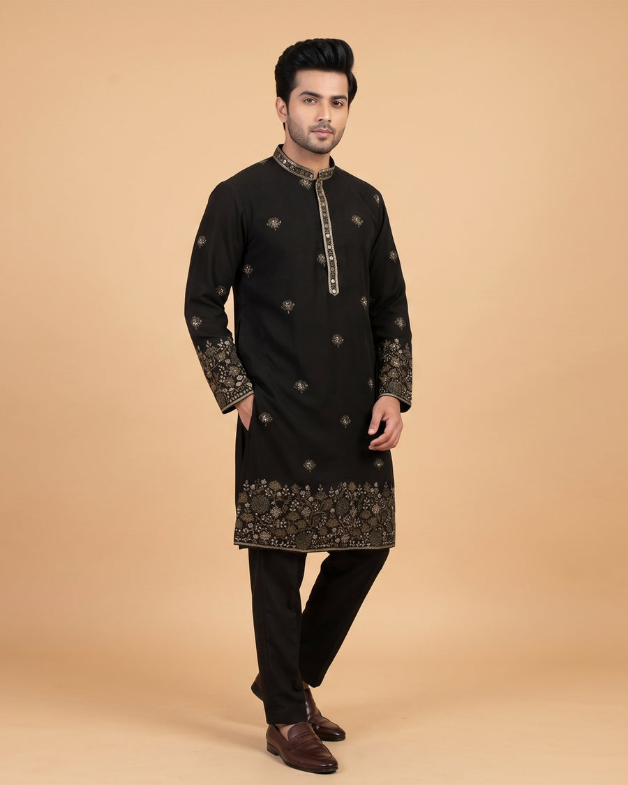 MLS EMBROIDERED KURTA PAJAMA
