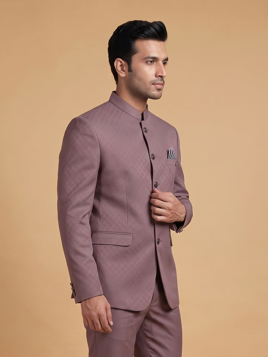Jacquard Self Textured Jodhpuri Suit 2Pc Jalaj