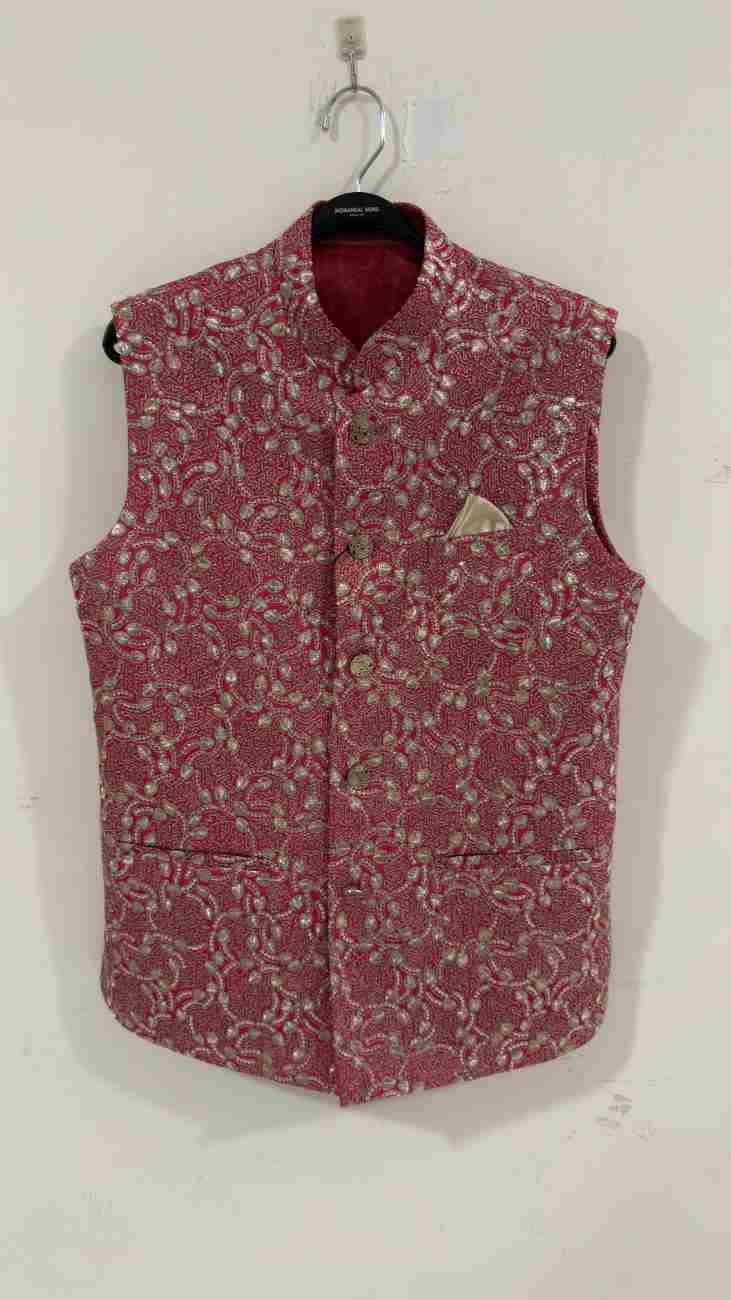 Silk Blend Embroidered Jawahar Jacket 1Pc Gulabraaj