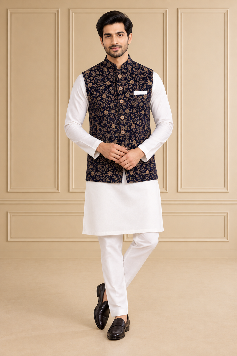 Velvet Embroidered Jawahar Jacket 1Pc Mrinaal