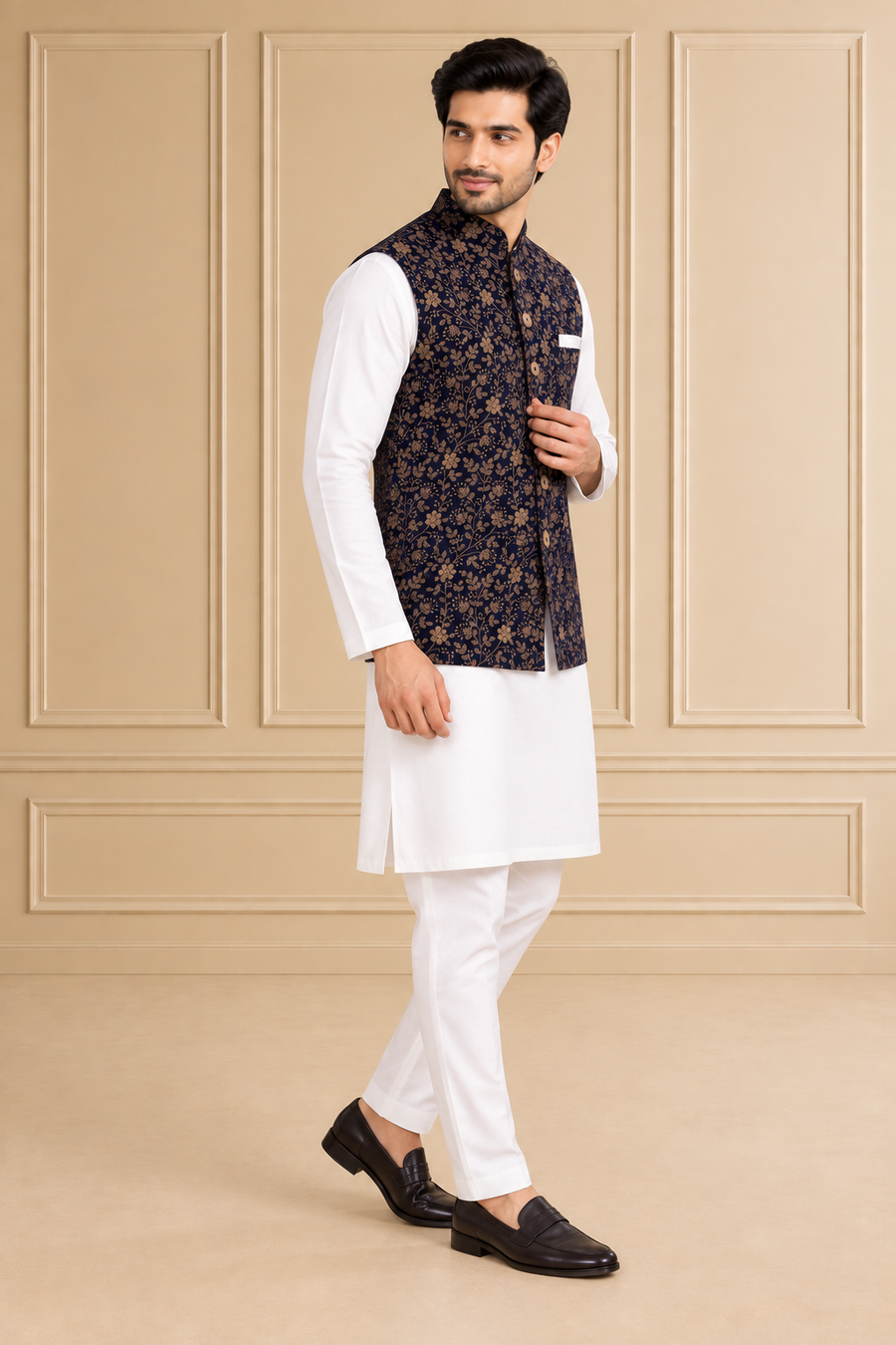Velvet Embroidered Jawahar Jacket 1Pc Mrinaal
