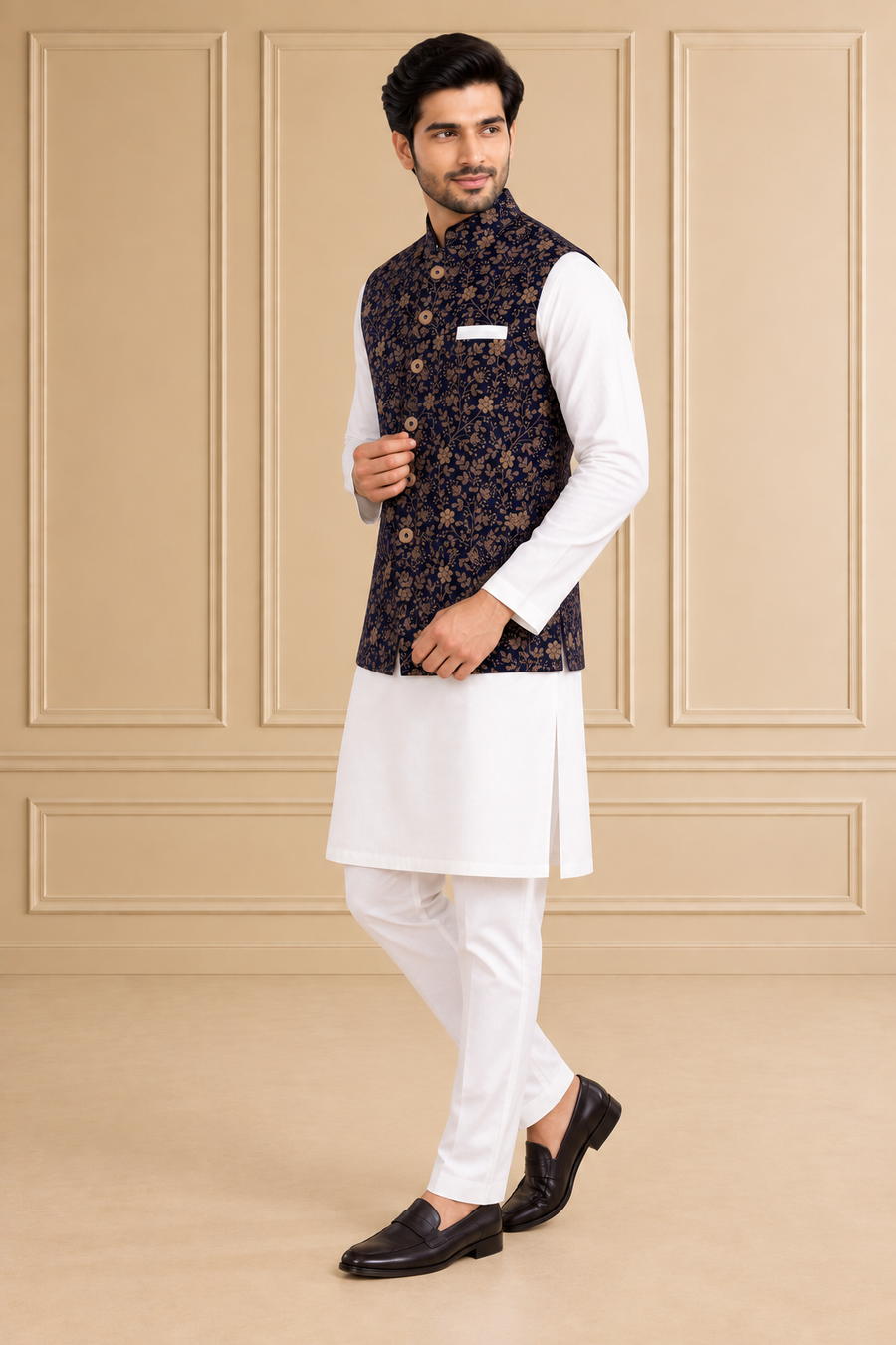 Velvet Embroidered Jawahar Jacket 1Pc Mrinaal