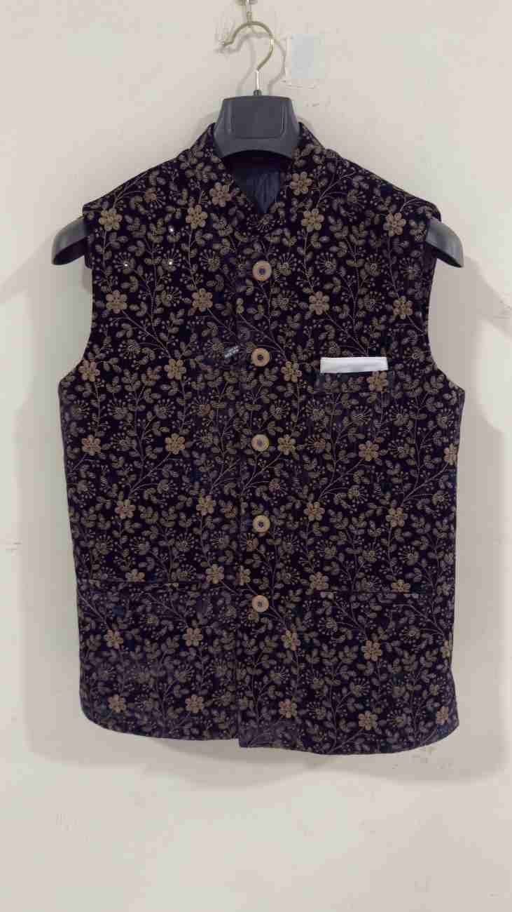 Velvet Embroidered Jawahar Jacket 1Pc Mrinaal