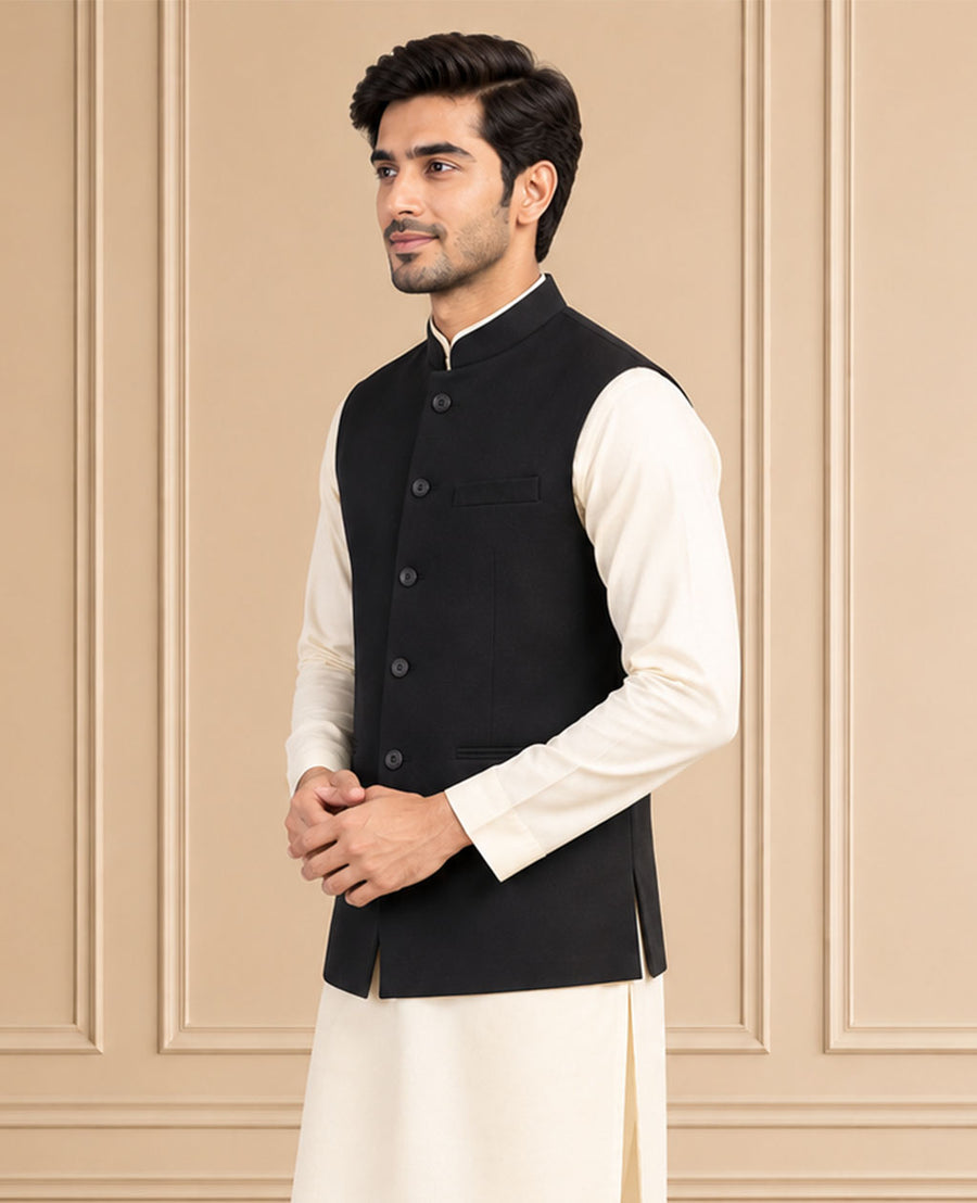 Jute Blend Solid & Plain Jawahar Jacket 1Pc Kanishk