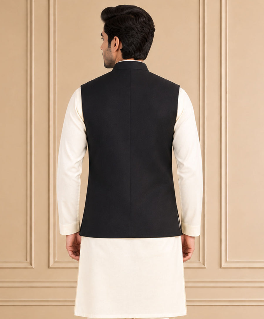 Jute Blend Solid & Plain Jawahar Jacket 1Pc Kanishk