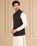 Jute Blend Solid & Plain Jawahar Jacket 1Pc Kanishk