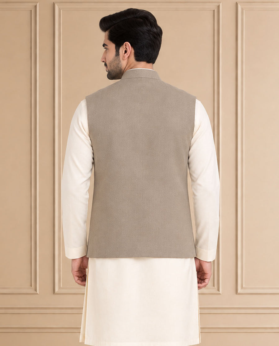Jute Blend Solid & Plain Jawahar Jacket 1Pc Kanishk