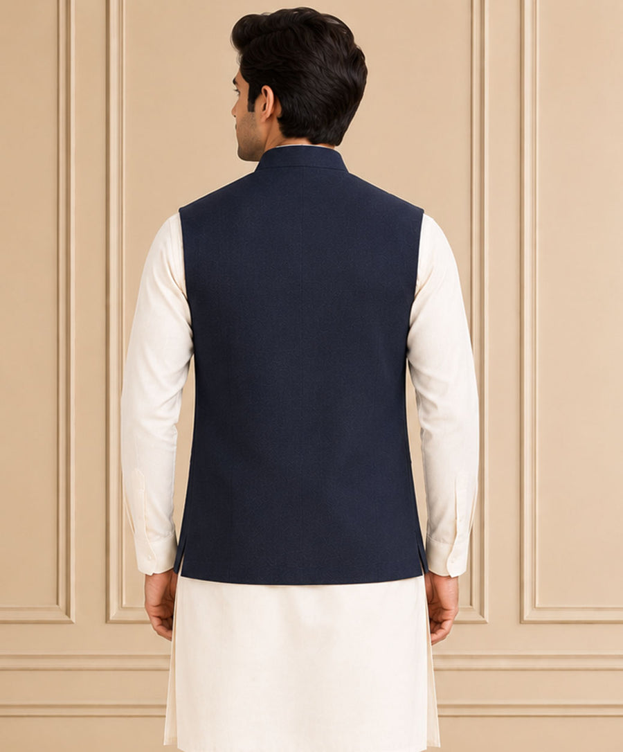 Jute Blend Solid & Plain Jawahar Jacket 1Pc Kanishk