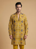 Navy Blue Japanese Embroidered Kurta Pajama 2Pc Kirnoday
