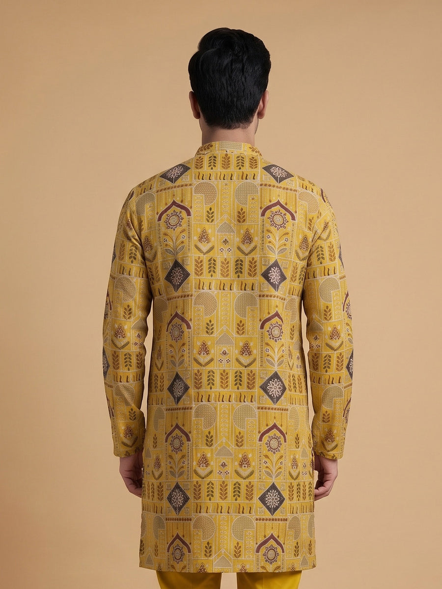 Navy Blue Japanese Embroidered Kurta Pajama 2Pc Kirnoday