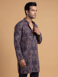 Navy Blue Japanese Embroidered Kurta Pajama 2Pc Kirnoday