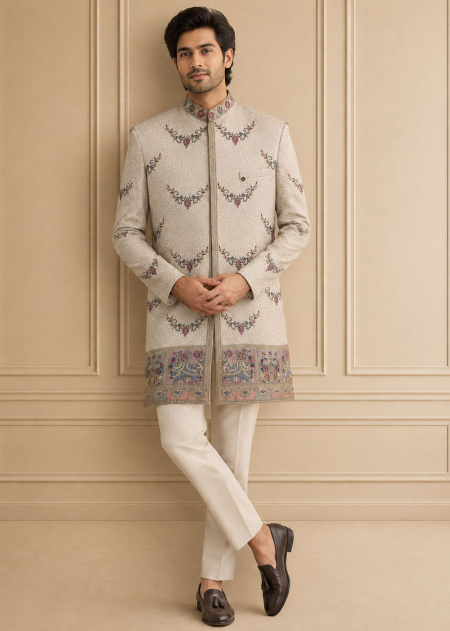Silk Blend Embroidered Indo Western 2Pc Gul