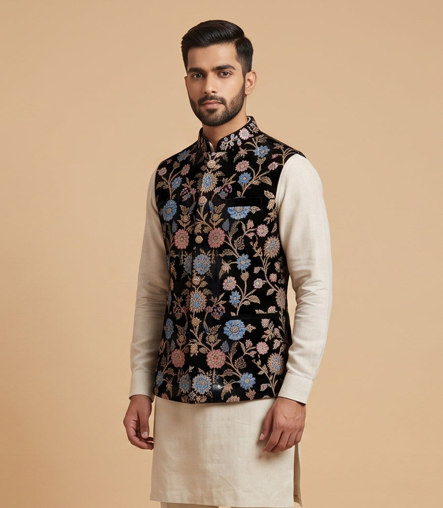 MLS VELVET JAWAHAR JACKET 1PC