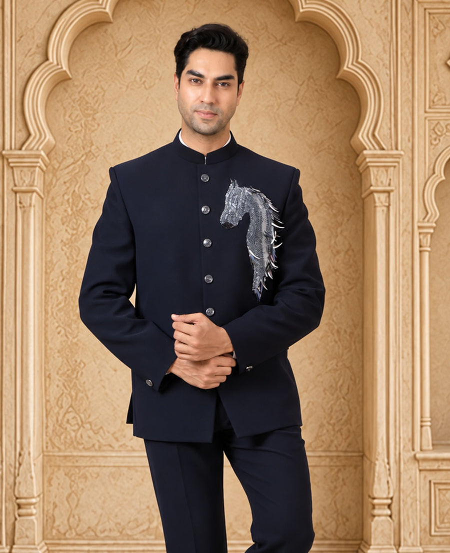 MLS EMBROIDERED JODHPURI SUIT 2PCS