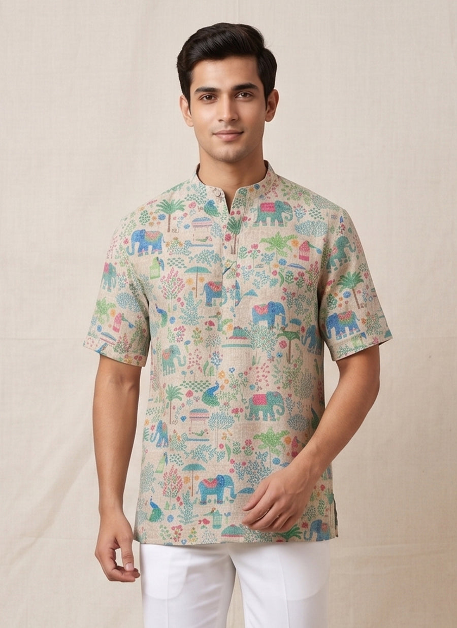 MLS PRINTED SHORT KURTA H/S