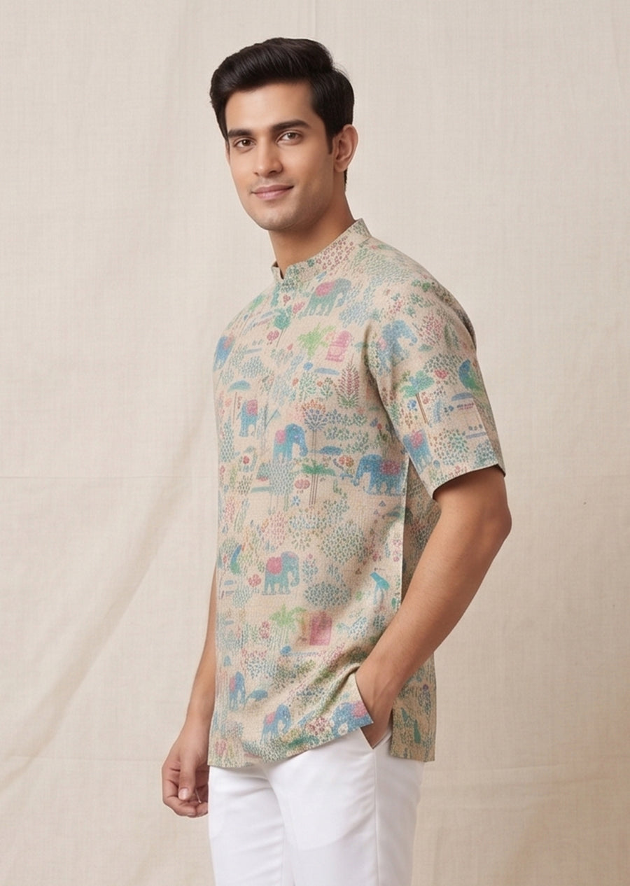 MLS PRINTED SHORT KURTA H/S