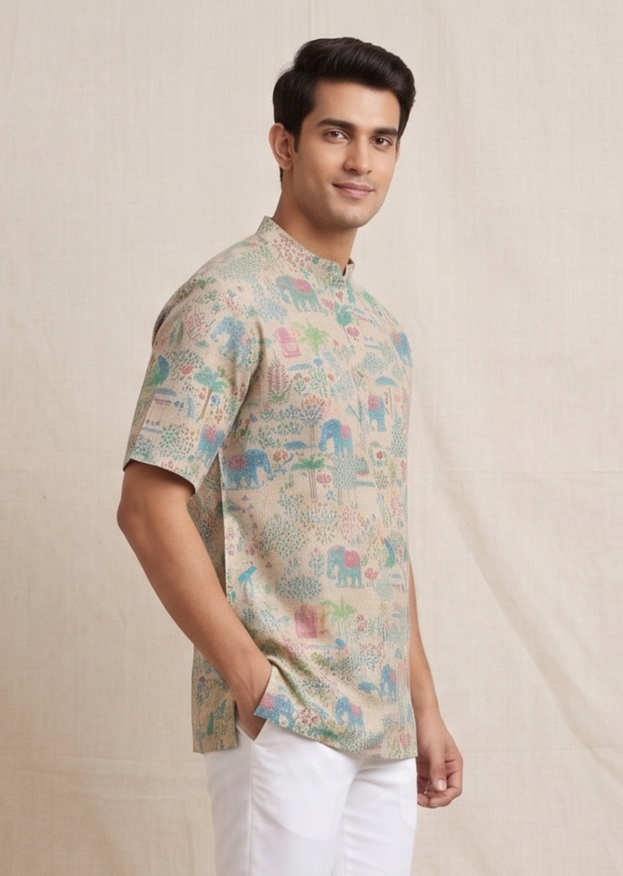 MLS PRINTED SHORT KURTA H/S
