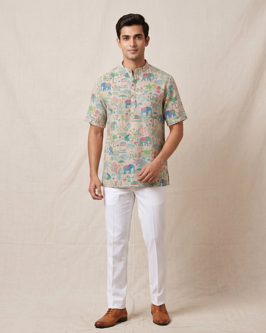 MLS PRINTED SHORT KURTA H/S