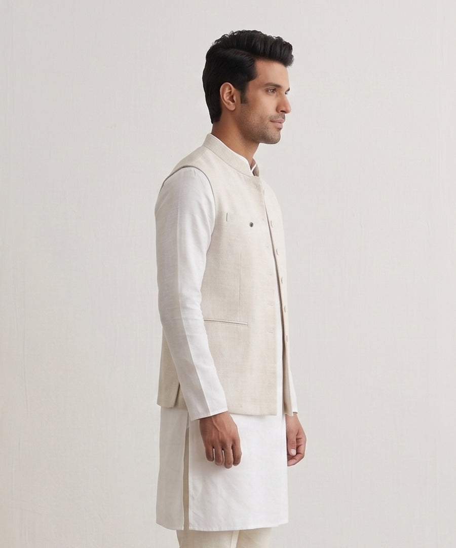 MLS LINEN JAWAHAR JACKET 1PC