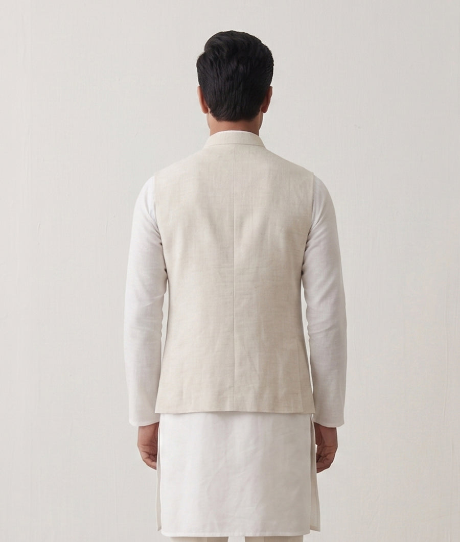 MLS LINEN JAWAHAR JACKET 1PC